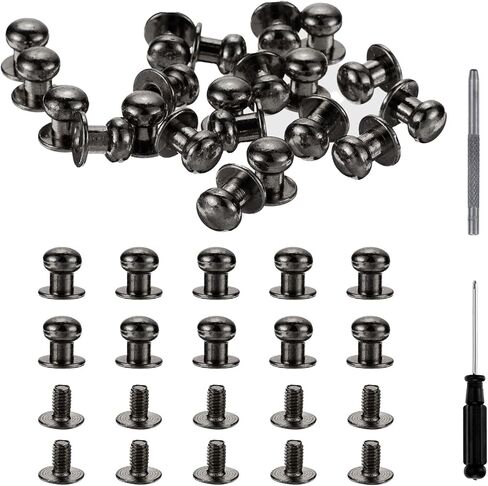 HARFINGTON 30 مجموعات مستديرة أزرار زر المسمار برغي 8 مم من مسامير جلدية مع براغي جوفاء لكمة لإصلاح وتزيين أكياس أحذية الملابس DIY ، أسود in Kuwait