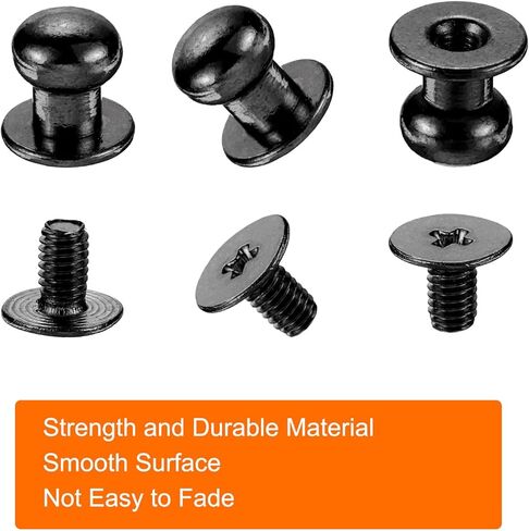 HARFINGTON 30 مجموعات مستديرة أزرار زر المسمار برغي 8 مم من مسامير جلدية مع براغي جوفاء لكمة لإصلاح وتزيين أكياس أحذية الملابس DIY ، أسود in Kuwait