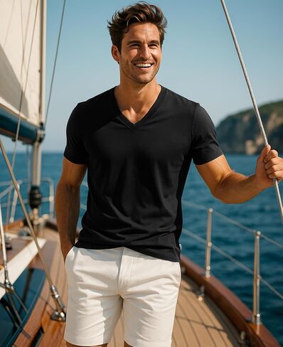 Andrew Scott Executive Soft v Color Color T Shirts | Premium Fabric Modern Fit Sport Tops | ألوان وحزم متعددة in Saudi Arabia