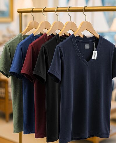Andrew Scott Executive Soft v Color Color T Shirts | Premium Fabric Modern Fit Sport Tops | ألوان وحزم متعددة in Saudi Arabia