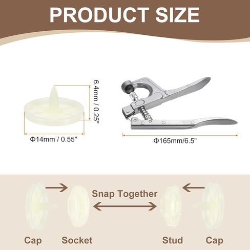 HARFINGTON Plastic Snaps Fasteners with Snap Pliers, 100 Set T8 Round No-Sew Button Snap Fasteners Kit for Clothing Sewing Diapers Bibs Crafting, Watermelon Red in Saudi Arabia