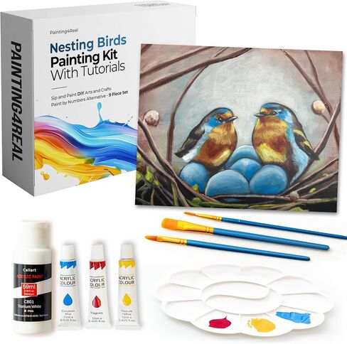 Painting4Real DIY Painting Class Kit for Adults with Video Tutorials: Learn to Paint Moose – How to Paint with Acrylics – Painting & Art Supplies – 9 Piece Acrylic Paint Set in Saudi Arabia