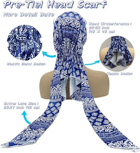 جارسيرا كوتون مبطنة قبل أن يرتبت قبل الرأس من المجموعة الطويلة الطويلة غطاء المجموعة CEMO CAPLEAL للنساء رجال عمامة زرقاء in Kuwait