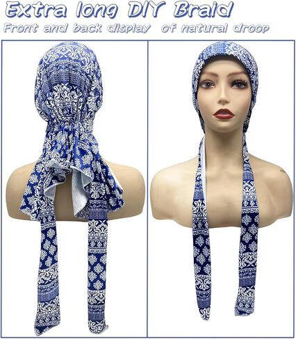 جارسيرا كوتون مبطنة قبل أن يرتبت قبل الرأس من المجموعة الطويلة الطويلة غطاء المجموعة CEMO CAPLEAL للنساء رجال عمامة زرقاء in Kuwait