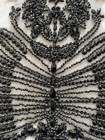 Pure Handmade Beads Rhinestones lace Applique Bodice Patches Trimming sew on Sequins Stones Beads Shining Heavy Decoration for Wedding Dress DIY Accessories 14.5X24.8inches (Red) in Kuwait