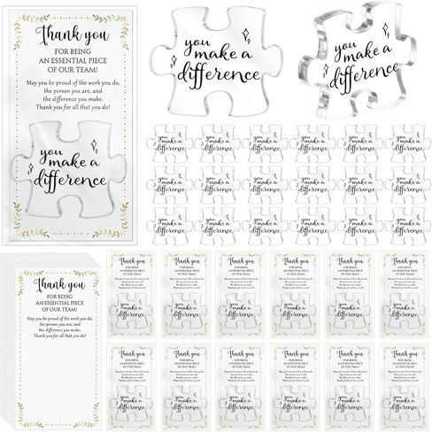 20 Sets Christmas Team Employee Appreciation Gifts Bulk Inspirational Acrylic Puzzle Piece Plaque Desk Decor with Thank You Card OPP Bag for Office Staff Coworker Team (10 Styles) in Kuwait