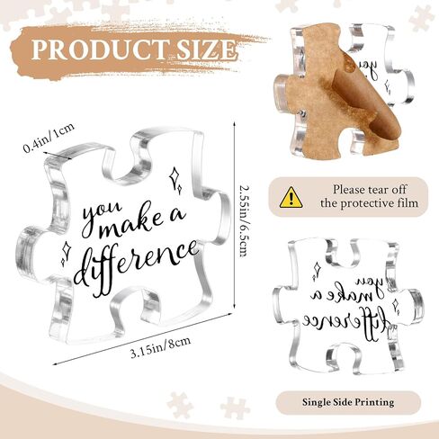 20 Sets Christmas Team Employee Appreciation Gifts Bulk Inspirational Acrylic Puzzle Piece Plaque Desk Decor with Thank You Card OPP Bag for Office Staff Coworker Team (10 Styles) in Kuwait