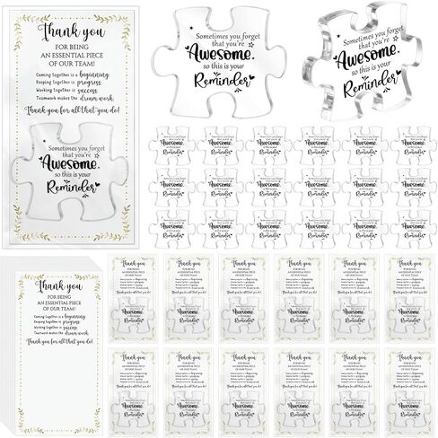 20 Sets Christmas Team Employee Appreciation Gifts Bulk Inspirational Acrylic Puzzle Piece Plaque Desk Decor with Thank You Card OPP Bag for Office Staff Coworker Team (10 Styles) in Kuwait