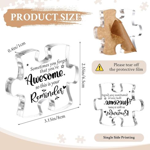 20 Sets Christmas Team Employee Appreciation Gifts Bulk Inspirational Acrylic Puzzle Piece Plaque Desk Decor with Thank You Card OPP Bag for Office Staff Coworker Team (10 Styles) in Kuwait