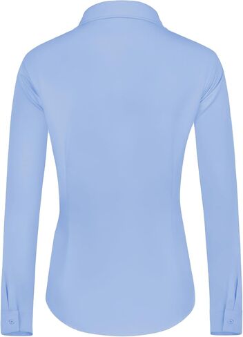 Womens Long Sleeve Button Down Dress Shirts, Solid Formal Work Dress Tops, Classic-Fit Dress Business Office Shirts in Saudi Arabia