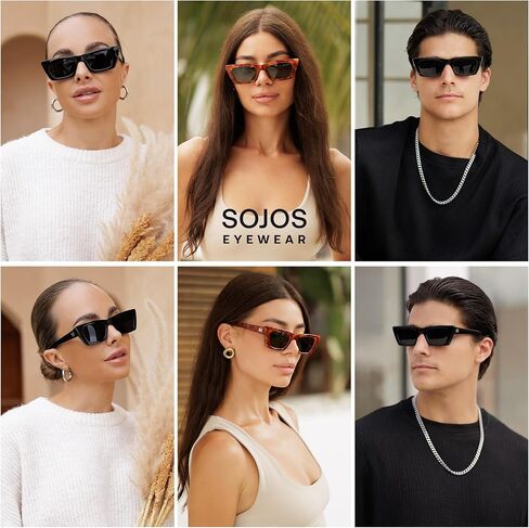 SOJOS المستطيل العصبي المستقطب النظارات الشمسية للنساء الرجال الرجعية الضيقة cateye sunnies SJ2354 in Saudi Arabia