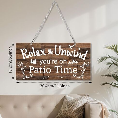 Hotop Outdoor Patio Sign Decoration Metal Patio Signs Decor for Backyard Porch Wall Art Art Polecony Gazebo Associate Relaft For Summer Outside Decorations (12 × 6 "، بني) in Saudi Arabia