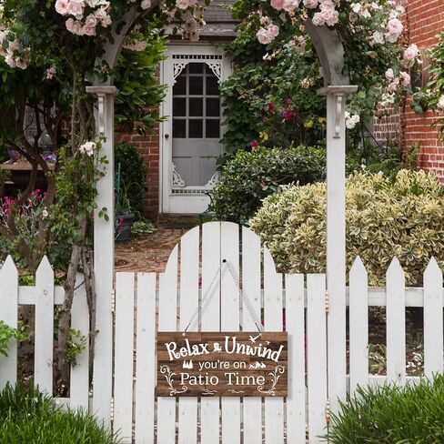 Hotop Outdoor Patio Sign Decoration Metal Patio Signs Decor for Backyard Porch Wall Art Art Polecony Gazebo Associate Relaft For Summer Outside Decorations (12 × 6 "، بني) in Saudi Arabia
