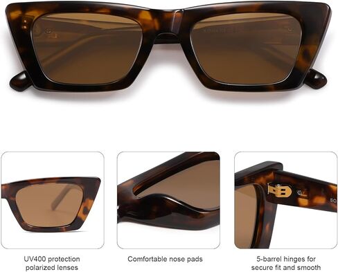 SOJOS المستطيل العصبي المستقطب النظارات الشمسية للنساء الرجال الرجعية الضيقة cateye sunnies SJ2354 in Saudi Arabia