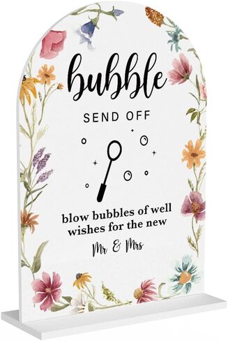Acrylic Wedding Sign, Flower Bar Desk Decor, Flower Bar Sign for Ceremony, Modern Font Table Signs, Acrylic Table Top Signs for Wedding Reception and Event Party (White Wildflowers) in Kuwait