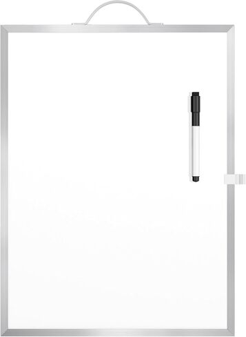 MaxGear Dry Erase Board for Wall, 16"x12" Hanging Whiteboard, Double Sided Small White Board with Handle, Silver Aluminum Alloy Frame Horizontal Whiteboard for Students Planning, Drawing, Memo in Kuwait