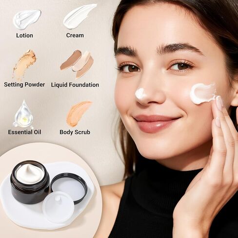 Segbeauty 1oz الجرار الزجاجية العنبر السميكة مع الأغطية ، 4pcs 30 مل حاوية سفر فارغة الفم ، وجرار السفر الزجاجية الصغيرة ، وحاويات تخزين قابلة لإعادة التعبئة مع بطانة داخلية وغطاء أسود ، وجرة مستحضرات التجميل الصغيرة المصغرة in Saudi Arabia