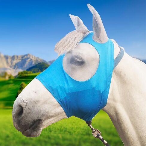 Horse Fly Mask with Ear Protection, Face Cover for Horses,Super Stretchy Comfort Cherry Blossom Pink M for Horse-Adult in Saudi Arabia