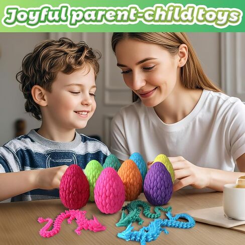 3D Printed Dragon Egg, 15 inchs Rainbow Luminous Dragon Toy,Articulated Crystal Dragon,Glow in Dark Fidget.Cool (CD-Red-Blue) in Kuwait