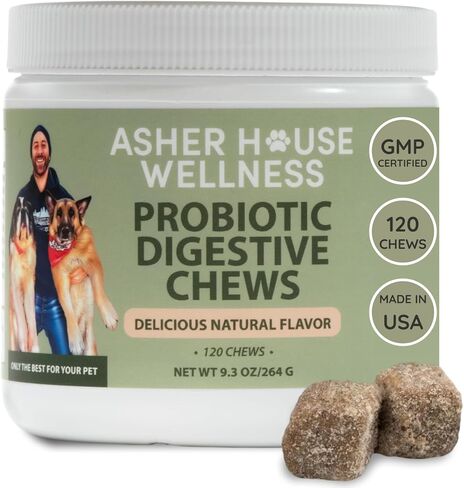 Asher House Wellness Skin & Coat Chews - Dog Itching Skin Relief with Omega 3, 6, 9, Fish Oil, Biotin - Dogs Itchy Paw Licking Chewable Treats, Puppy Dry Itch Supplement - 120 Soft Chews in Kuwait
