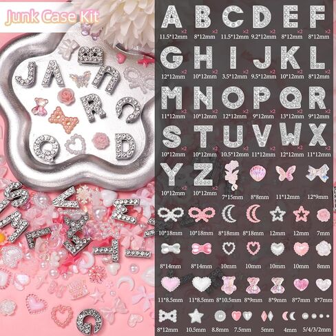 Junk Case Charms, A-Z Alphabet Letters Junk Case Kit, Junk Phone Case Charm, Pink Assorted Slime Charms Bulk Letter Charms for DIY Necklace Bracelets Jewelry Making Scrapbooking Crafts in Kuwait