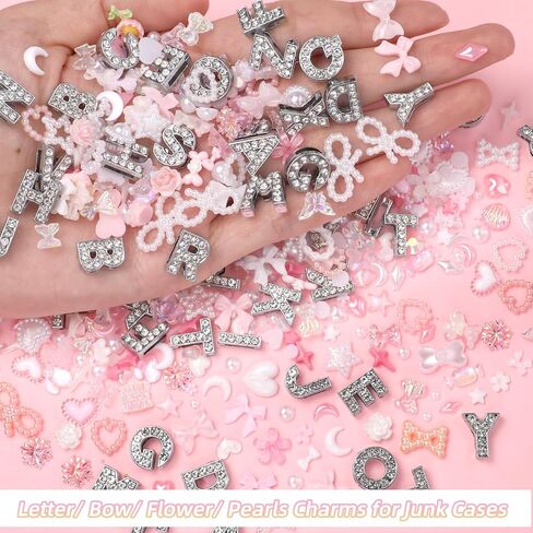 Junk Case Charms, A-Z Alphabet Letters Junk Case Kit, Junk Phone Case Charm, Pink Assorted Slime Charms Bulk Letter Charms for DIY Necklace Bracelets Jewelry Making Scrapbooking Crafts in Kuwait