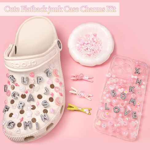 Junk Case Charms, A-Z Alphabet Letters Junk Case Kit, Junk Phone Case Charm, Pink Assorted Slime Charms Bulk Letter Charms for DIY Necklace Bracelets Jewelry Making Scrapbooking Crafts in Kuwait