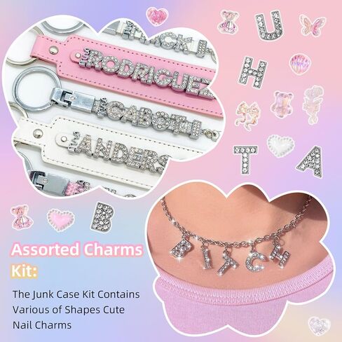 Junk Case Charms, A-Z Alphabet Letters Junk Case Kit, Junk Phone Case Charm, Pink Assorted Slime Charms Bulk Letter Charms for DIY Necklace Bracelets Jewelry Making Scrapbooking Crafts in Kuwait
