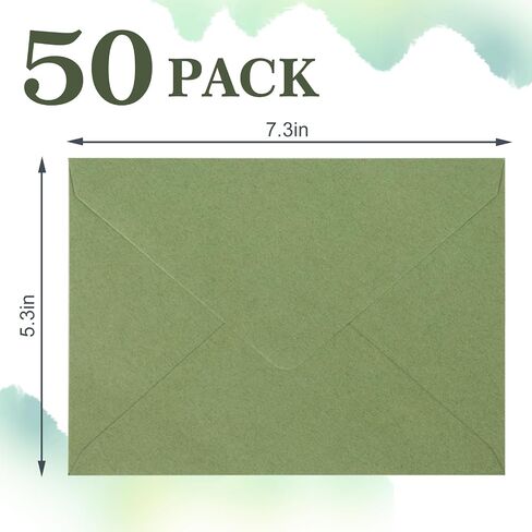 Whaline 50Pcs A7 Invitation Envelopes Set Ivory Greeting Card Envelope V-Flap Envelope Gift Cards Sleeve for Mailing Envelopes Sending Card, 7.3 x 5.3 Inch in Saudi Arabia