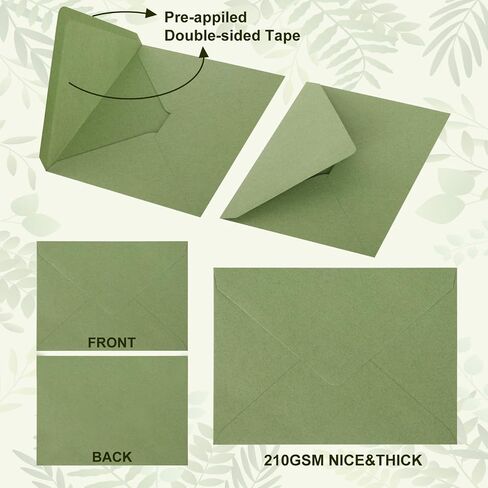 Whaline 50Pcs A7 Invitation Envelopes Set Ivory Greeting Card Envelope V-Flap Envelope Gift Cards Sleeve for Mailing Envelopes Sending Card, 7.3 x 5.3 Inch in Saudi Arabia