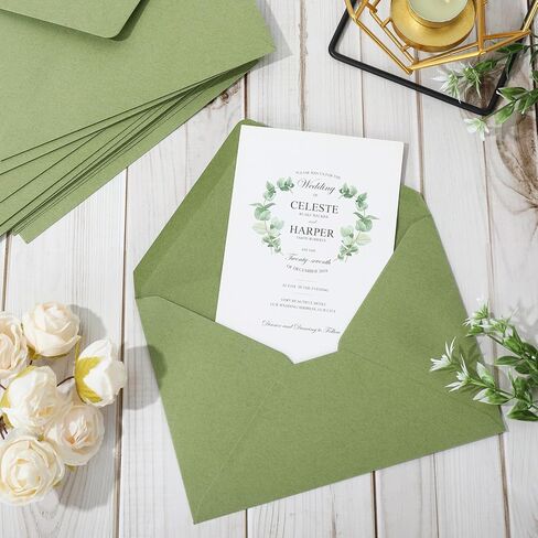 Whaline 50Pcs A7 Invitation Envelopes Set Ivory Greeting Card Envelope V-Flap Envelope Gift Cards Sleeve for Mailing Envelopes Sending Card, 7.3 x 5.3 Inch in Saudi Arabia