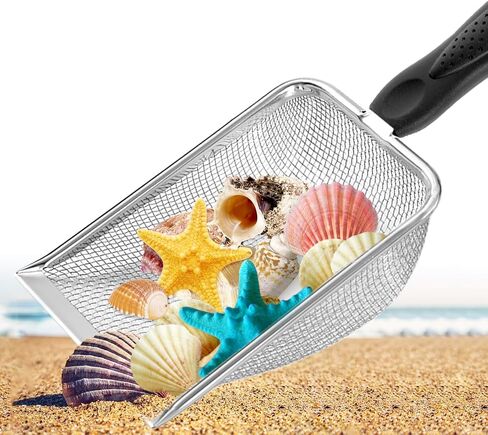 Beach Mesh Shovel,Sand Sifter Tool for Shell Collecting with Durable Mesh Net - Kids Sand Scoop for Picking Up Shells - Beach Toys (Black) in Saudi Arabia