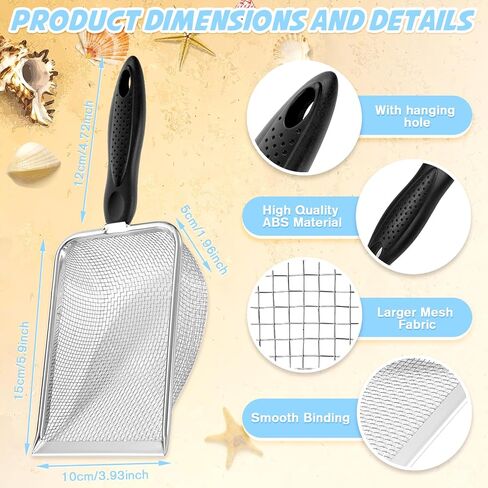 Beach Mesh Shovel,Sand Sifter Tool for Shell Collecting with Durable Mesh Net - Kids Sand Scoop for Picking Up Shells - Beach Toys (Black) in Saudi Arabia