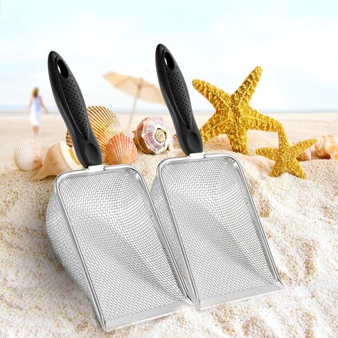 Beach Mesh Shovel,Sand Sifter Tool for Shell Collecting with Durable Mesh Net - Kids Sand Scoop for Picking Up Shells - Beach Toys (Black) in Saudi Arabia