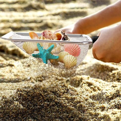 Beach Mesh Shovel,Sand Sifter Tool for Shell Collecting with Durable Mesh Net - Kids Sand Scoop for Picking Up Shells - Beach Toys (Black) in Saudi Arabia