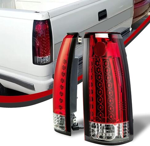 ECOTRIC Pair Tail Lights Compatible with 1988-2000 Chevy Silverado GMC Sierra Suburban C/K 1500 2500 3500 W/O Bulbs Taillights Rear Brake LED Pickup Red Lens in Saudi Arabia