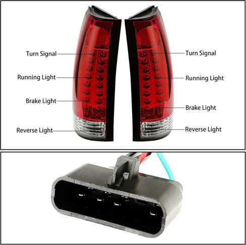 ECOTRIC Pair Tail Lights Compatible with 1988-2000 Chevy Silverado GMC Sierra Suburban C/K 1500 2500 3500 W/O Bulbs Taillights Rear Brake LED Pickup Red Lens in Saudi Arabia