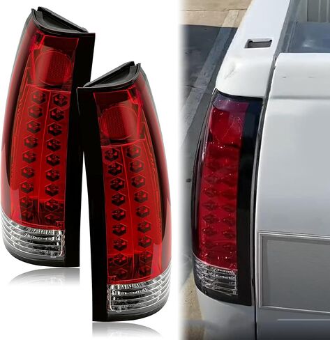 ECOTRIC Pair Tail Lights Compatible with 1988-2000 Chevy Silverado GMC Sierra Suburban C/K 1500 2500 3500 W/O Bulbs Taillights Rear Brake LED Pickup Red Lens in Saudi Arabia