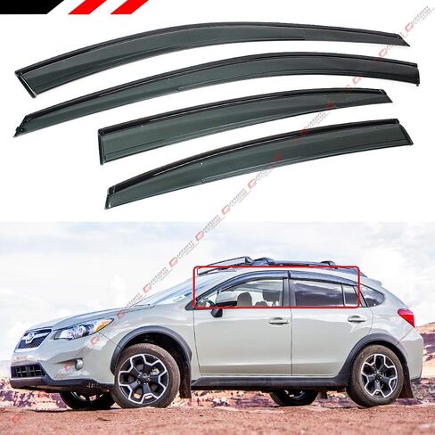 JDM Black Trim Window Window Difflector مع مقاطع متوافقة مع 2013-17 Subaru XV Crosstrek / 2012-2016 Subaru Impreza Sport Wagon Hatchback (Hatchback فقط) in Saudi Arabia