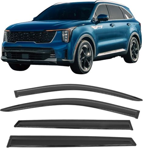 IKON MOTORSPORTS Tape on Window Visors Compatible with 2021-2025 Kia Sorento, Acrylic Smoke/Tinted Rain Guards, Side Window Wind Deflectors 4PCS in Saudi Arabia