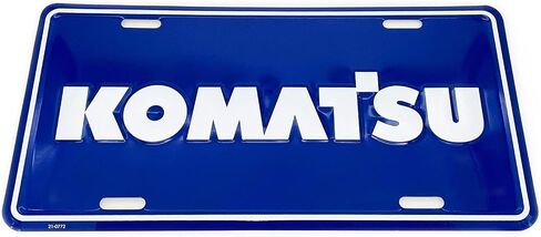Komatsu Blue Embossed Metal License Plate Tag, Regular size in Saudi Arabia