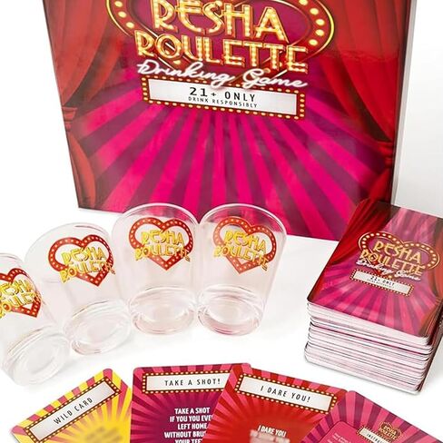 Resha Roulette Drinking Game Reloaded, Fun Card Games, 21+ Drinking Game Set with Spinner, Dare Cards, and Play Money, Adult Party Game for Game Nights, Birthdays, and Gathering in Saudi Arabia