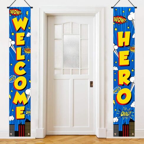 Welcome Hero Porch Sign Decorations Banner Hero Door Front Door Decorative Hanging Welcome Hero Banner Porch Decorations Indoor Outdoor 70.8x11.8inch in Saudi Arabia