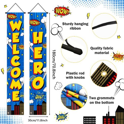 Welcome Hero Porch Sign Decorations Banner Hero Door Front Door Decorative Hanging Welcome Hero Banner Porch Decorations Indoor Outdoor 70.8x11.8inch in Saudi Arabia