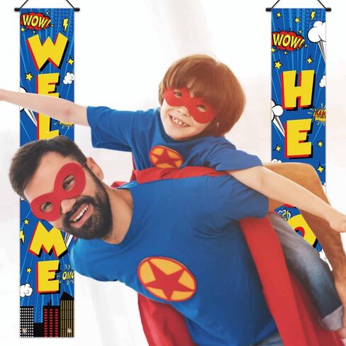 Welcome Hero Porch Sign Decorations Banner Hero Door Front Door Decorative Hanging Welcome Hero Banner Porch Decorations Indoor Outdoor 70.8x11.8inch in Saudi Arabia