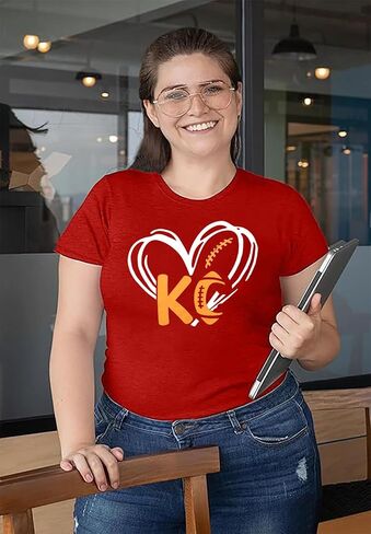 Women Plus Size Football Shirts Game Day T Shirt Casual Football Mom Tees Short Sleeve Novelty Tops(2-5X) in Kuwait