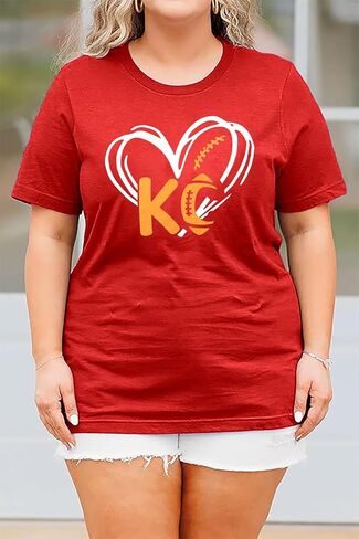 Women Plus Size Football Shirts Game Day T Shirt Casual Football Mom Tees Short Sleeve Novelty Tops(2-5X) in Kuwait