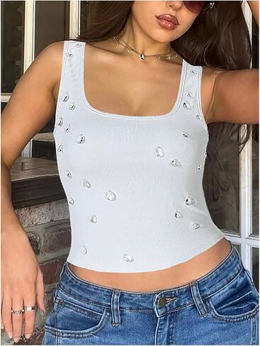 تتصدر محصول Verdusa Women's Crops Party Clubwear Clubwear Crystal Tank Top in Saudi Arabia