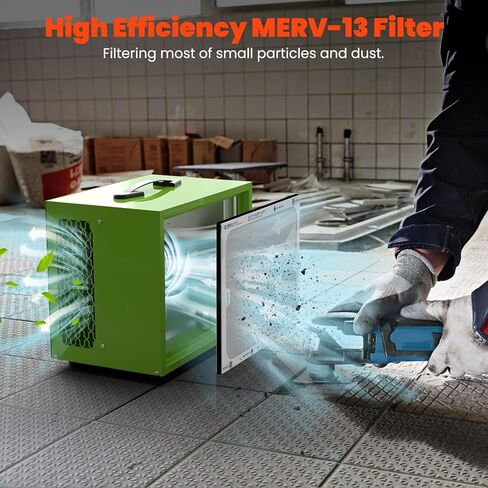 Abestorm Tabletop Dust Collector for Woodworking, Portable Double-sided Intake Air Filtration Systems, Movable Air Filter with Timer Function, Ideal for Garage Works Shop and Room Renovations in Kuwait