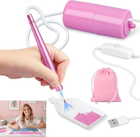 قلم اللوحة الماس الكهربائية مع شفط قابل للتعديل ، قلم اللوحة الفنية الماس Epainter بدون شمع ، أداة ملحقات لوضع أحجار AB ، هادئة وطويلة الأمد (أرجواني) in Kuwait